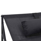 Garden Sunbed with Pillow 2 pcs Black Powder-Coated Steel 42003023