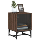 Bedside Cabinets with Glass Doors 2 pcs Brown Oak 35x37x50 cm 836531