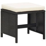 5 Piece Outdoor Dining Set with Cushions Poly Rattan Black 42596