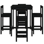 5 Piece Garden Bar Set Black Solid Wood Pine 3154744