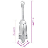Folding Anchor with Rope Silver 4 kg Hot Dip Galvanized Cast Iron 94276