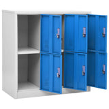 Locker Cabinet Light Grey and Blue Steel Medium 336437