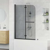Shower Enclosure Black 120 x 140 cm ESG Glass and Aluminium 42018545