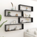 ZNTS Wall Cube Shelf 4 pcs Black 100x15x30 cm Engineered Wood 807083