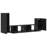 Wall TV Cabinet Wall-mounted 3 pcs Black Oak Engineered Wood 3393478