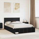 Bed Frame with Shelf Manual Black 150 x 200 cm Engineered Wood 3408355