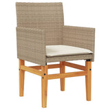 Garden Chairs with Cushions 2 pcs Beige Poly Rattan&Solid Wood 368716