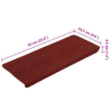 Stair Mats Self-adhesive 15 pcs 65x24.5x3.5 cm Red 343480