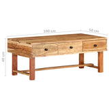 Coffee Table 100x50x40 cm Solid Acacia Wood 322669