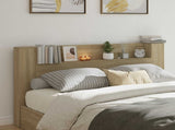 Storage Headboard with LED Sonoma Oak Engineered Wood 3418692