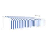 ZNTS Manual Retractable Awning with Blind&LED 6x3m Blue&White 3069361