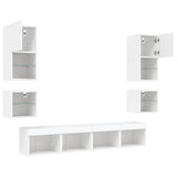 8 Piece TV Wall Units with LED White Engineered Wood 3216590
