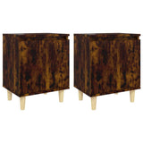 Bed Cabinets with Solid Wood Legs 2 pcs Smoked Oak 40x30x50 cm 813111