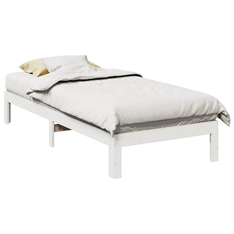 ZNTS Bed Frame without Mattress White 90x200 cm Solid Wood Pine 859221