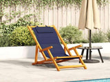 Folding Beach Chair with Armrests Blue Acacia Wood & Textilene 4108069