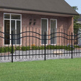 ZNTS Garden Fence with Spear Top Black 140 cm Powder-coated Steel 151080