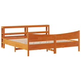 Bed Frame with Headboard Wax Brown 180x200 cm Super King Solid Wood Pine 3306296