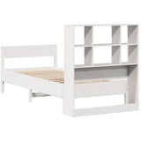 Bookcase Bed without Mattress White 90x190 cm Small Single Solid Wood Pine 3323009