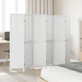 Room Divider 6 Panels White Solid Wood Paulownia 358729