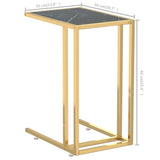 Computer Side Table Black Marble 50x35x65 cm Tempered Glass 331647