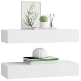 Wall-mounted Drawer Shelves 2 pcs White 60x23.5x10cm MDF 330256