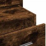 ZNTS Wall-mounted Bedside Cabinet with LED Lights Smoked Oak 848165