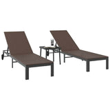 Sunbed Reclining 2-person 3 pcs Brown Poly Rattan 42004130