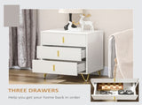 Elegant Chest of Three Drawers - White/Gold-Tone T3398P344424