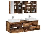 Bathroom Furniture Set 4 pcs Old Wood Engineered Wood and Glass 3406829