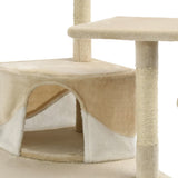 Cat Tree with Sisal Scratching Posts 203 cm Beige and White 170527