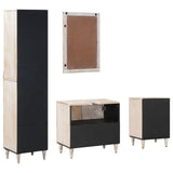 Bathroom Furniture Set with Drawer 4 pcs White Solid Mango Wood 3310116