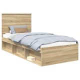 Bed Frame with Headboard Sonoma Oak 90 x 190 cm Solid Pine Wood 3411057