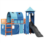 Kids' Loft Bed with Tower Blue 80x200 cm Solid Wood Pine 3309153