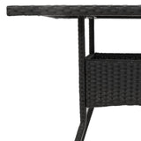 Garden Table with Acacia Wood Top Black 80x80x75 cm Poly Rattan 365519
