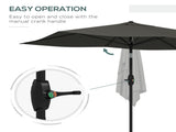 2 x 3 Garden Parasol Umbrella, Rectangular Outdoor Market Umbrella Sun Shade with Crank & Push T3398P314098