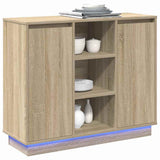 LED Sideboard Sonoma Oak 90 x 32 x 75 cm Engineered Wood 869684