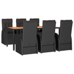 7 Piece Garden Dining Set Black Poly Rattan&Solid Wood Acacia 3157639