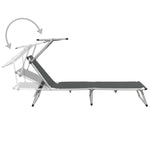 Folding Sun Lounger with Roof Aluminium and Textilene Grey 44335