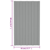Roof Panels 36 pcs Galvanised Steel Grey 80x45 cm 317202