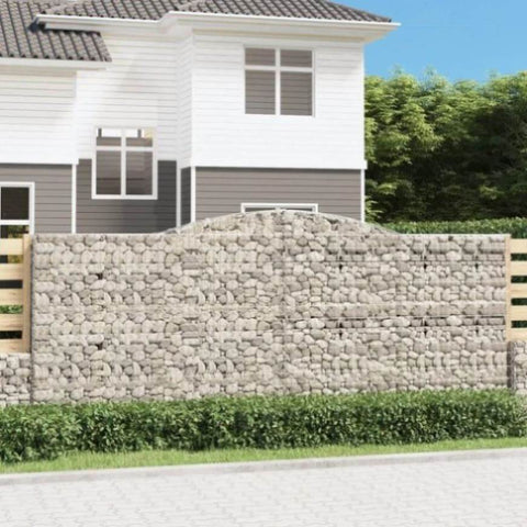 Arched Gabion Baskets 4 pcs 400x30x160/180 cm Galvanised Iron 3146907