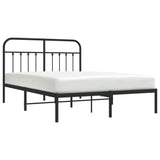 Metal Bed Frame without Mattress with Headboard Black 140x200cm 352579