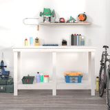 Work Bench White 140x50x80 cm Solid Wood Pine 822507