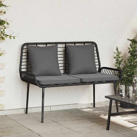Garden Bench Black and Anthracite Poly rattan and steel 42010357