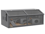 Hamster Cage, Wooden Small Animal Cage for Gerbils, Mice w/ Suspension Bridge, Openable Top, Hut, 85 T3398P350090