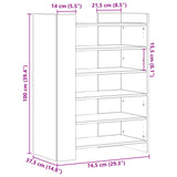 Shoe Cabinet White 74.5x37.5x100 cm Engineered Wood 848430