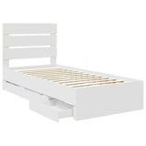 Bed Frame with Drawer White 100 x 200 cm Engineer Wood 3411853