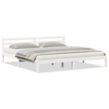 Bed Frame White 225.5 x 185.5 x 69.5 cm Solid Pine Wood 869785