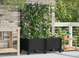 Garden Planter with Trellis&Wheels 2 pcs Black 80 x 40 x 149 cm 3422990