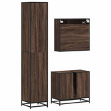 3 Piece Bathroom Furniture Set Brown Oak Engineered Wood 3301089