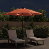Garden Parasol with LED Lights and Steel Pole 300 cm Terracotta 313757